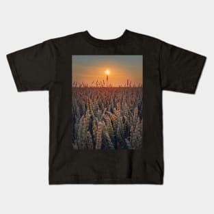 summer sun above the wheat field Kids T-Shirt